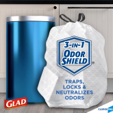 Glad Drawstring Tall Kitchen 24" x 27" .95 Mil Can Liner, 13 Gallon - White
